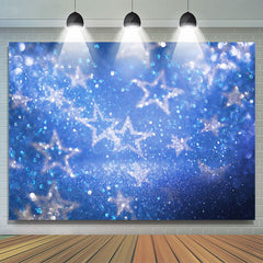 Lofaris White Stars Light Blue Bokeh Dance Party Backdrop