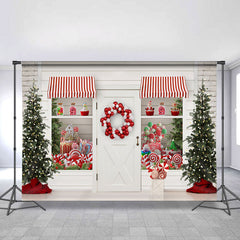 Lofaris White Theme Shop Christmas Tree Backdrop