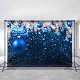 Load image into Gallery viewer, Lofaris White Tree Blue Balls Glitter Bokeh Backdrops for Christmas