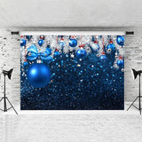 Load image into Gallery viewer, Lofaris White Tree Blue Balls Glitter Bokeh Backdrops for Christmas