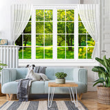 Load image into Gallery viewer, Lofaris White Window With Green Forest Outside Spring Backdrop