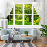 Load image into Gallery viewer, Lofaris White Window With Green Forest Outside Spring Backdrop