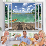 Load image into Gallery viewer, Lofaris White Windows Sea View Beach Tropical Summer Backdrop