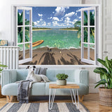 Load image into Gallery viewer, Lofaris White Windows Sea View Beach Tropical Summer Backdrop