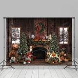 Load image into Gallery viewer, Lofaris White Winter With Christmas Element Wooden Backdrop