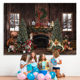 Load image into Gallery viewer, Lofaris White Winter With Christmas Element Wooden Backdrop