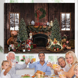 Load image into Gallery viewer, Lofaris White Winter With Christmas Element Wooden Backdrop