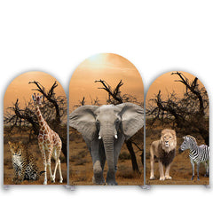 Lofaris Wild Animals In Desert Birthday Arch Backdrop Kit