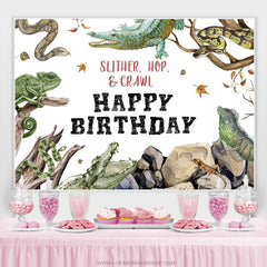 Lofaris Wild Animals Slither Hop Crawl Happy Birthday Backdrop