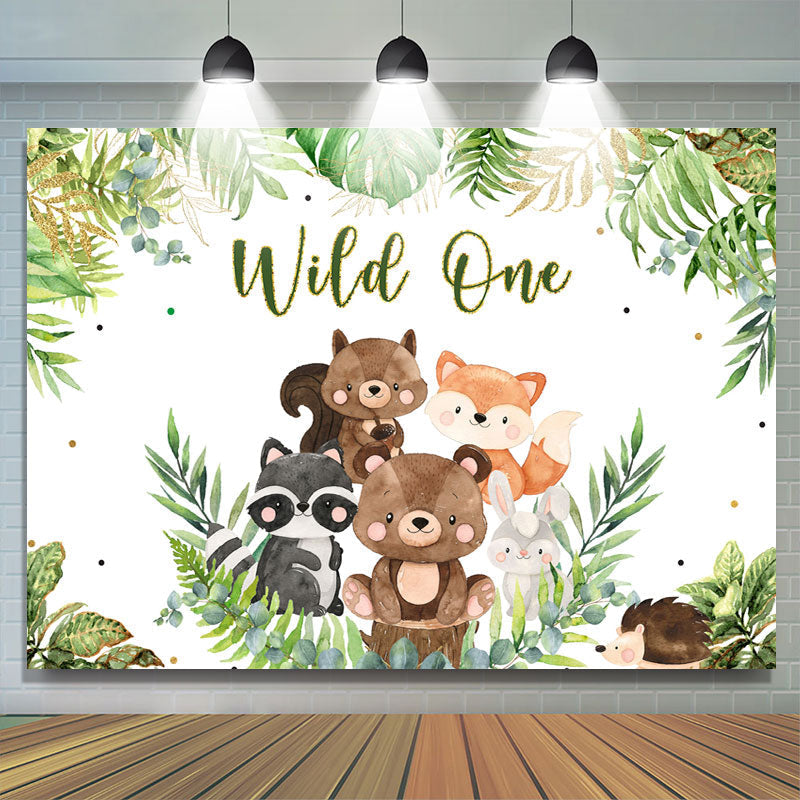 Lofaris Wild One Jungle Cartoon Animals 1st Birthday Backdrop