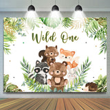 Load image into Gallery viewer, Lofaris Wild One Jungle Cartoon Animals 1st Birthday Backdrop