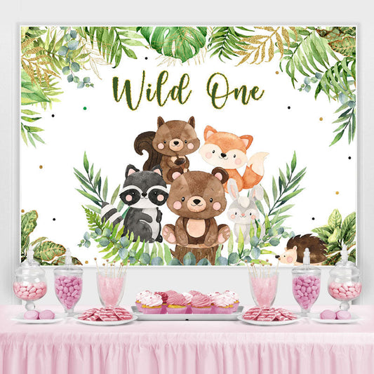 Lofaris Wild One Jungle Cartoon Animals 1st Birthday Backdrop
