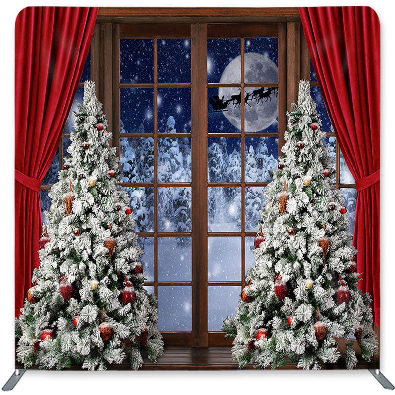 Lofaris Window And Moon Double-Sided Backdrop for Christmas