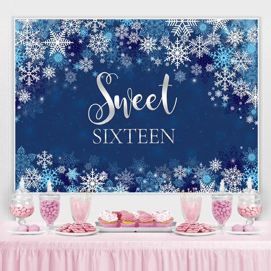 Lofaris Winter Blue Snowflake Boy Sweet Sixteen Birthday Backdrop