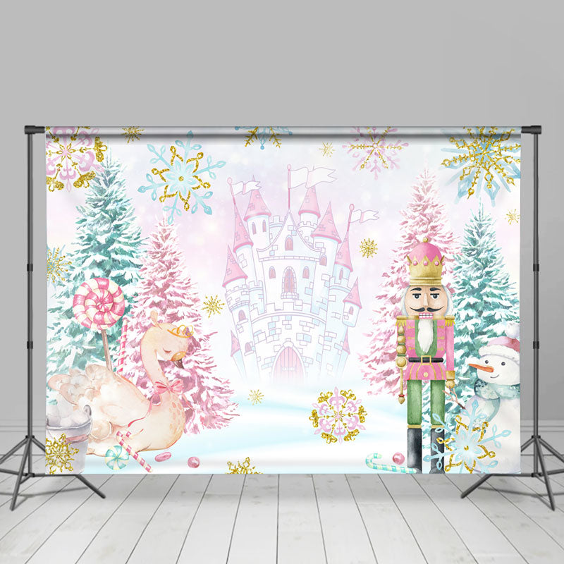 Lofaris Winter Candy Land With Castle Snowy Holiday Backdrop