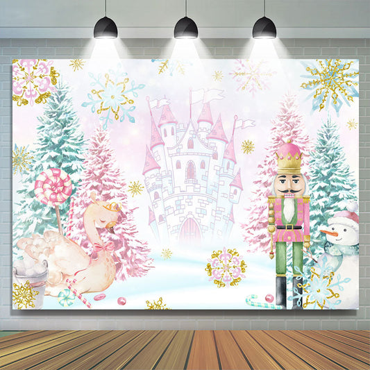 Lofaris Winter Candy Land With Castle Snowy Holiday Backdrop