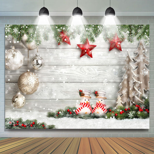 Lofaris Winter Christmas Tree Snow Wooden Decoration Photo Backdrops