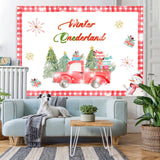 Load image into Gallery viewer, Lofaris Winter Onederland Red Truck Snowman Birthday Backdrop