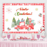 Load image into Gallery viewer, Lofaris Winter Onederland Red Truck Snowman Birthday Backdrop