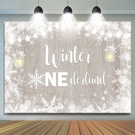 Lofaris Winter Onederland Snowflake Happy Birthday Backdrop