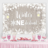 Load image into Gallery viewer, Lofaris Winter Onederland Snowflake Happy Birthday Backdrop