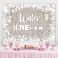 Lofaris Winter Onederland Snowflake Happy Birthday Backdrop