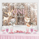 Load image into Gallery viewer, Lofaris Winter Onederland Snowflakes and Animals Birthday Backdrop