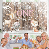 Load image into Gallery viewer, Lofaris Winter Onederland Snowflakes and Animals Birthday Backdrop