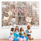Load image into Gallery viewer, Lofaris Winter Onederland Snowflakes and Animals Birthday Backdrop