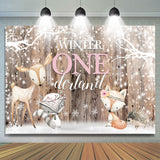 Load image into Gallery viewer, Lofaris Winter Onederland Snowflakes and Animals Birthday Backdrop