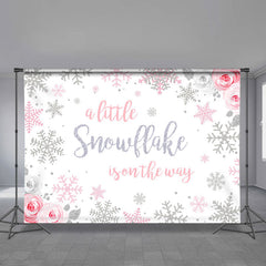 Lofaris Winter Pink Floral Snowflakes Photoshoot Backdrop for Girls