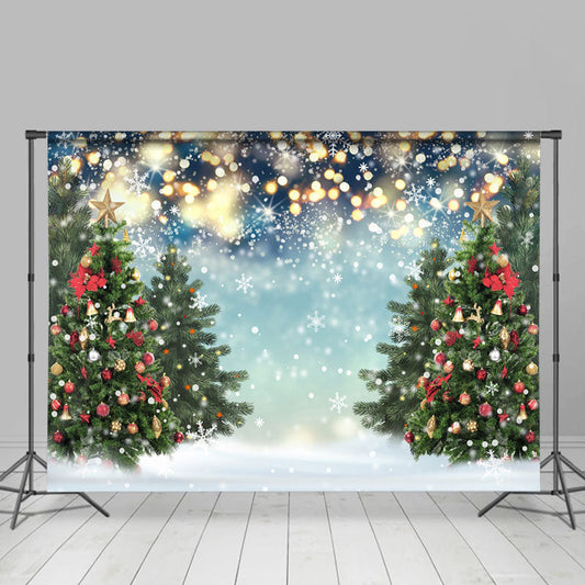 Lofaris Winter Snow Bokeh Glitter With Chrismas Tree Backdrop