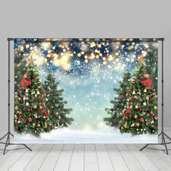 Lofaris Winter Snow Bokeh Glitter With Chrismas Tree Backdrop
