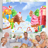 Load image into Gallery viewer, Lofaris Winter Snow Cartoon Cake Gift Backdrops for Birthday Baby Shower