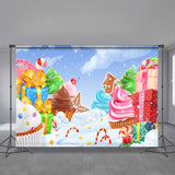 Load image into Gallery viewer, Lofaris Winter Snow Cartoon Cake Gift Backdrops for Birthday Baby Shower