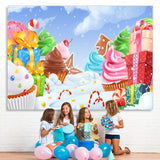 Load image into Gallery viewer, Lofaris Winter Snow Cartoon Cake Gift Backdrops for Birthday Baby Shower