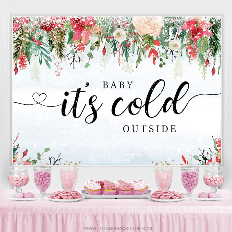 Lofaris Winter Snow Christmas Theme Baby Shower Backdrop Banner