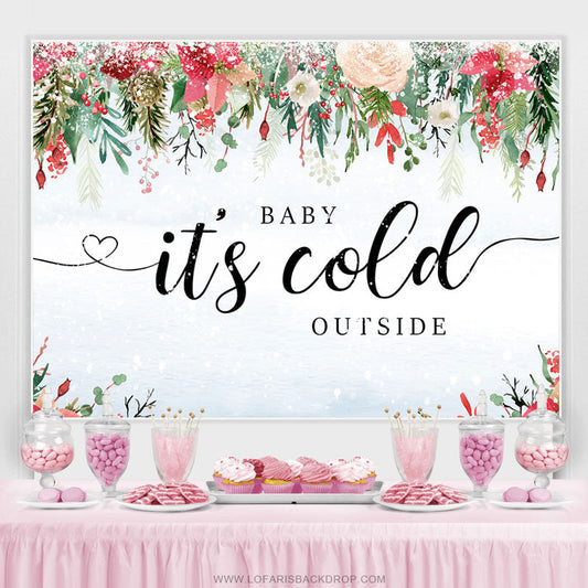 Lofaris Winter Snow Christmas Theme Baby Shower Backdrop Banner
