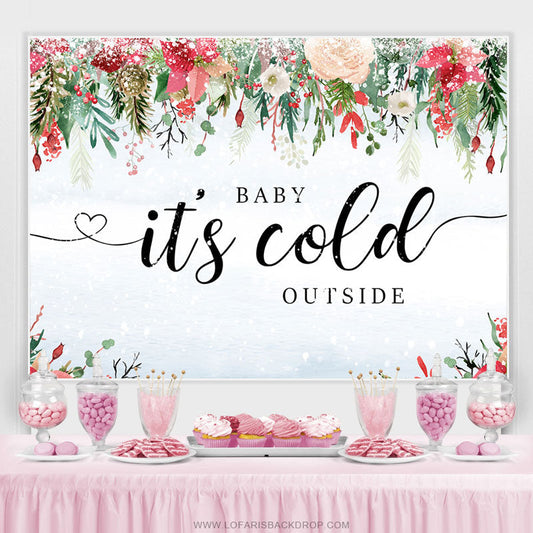 Lofaris Winter Snow Christmas Theme Baby Shower Backdrop Banner