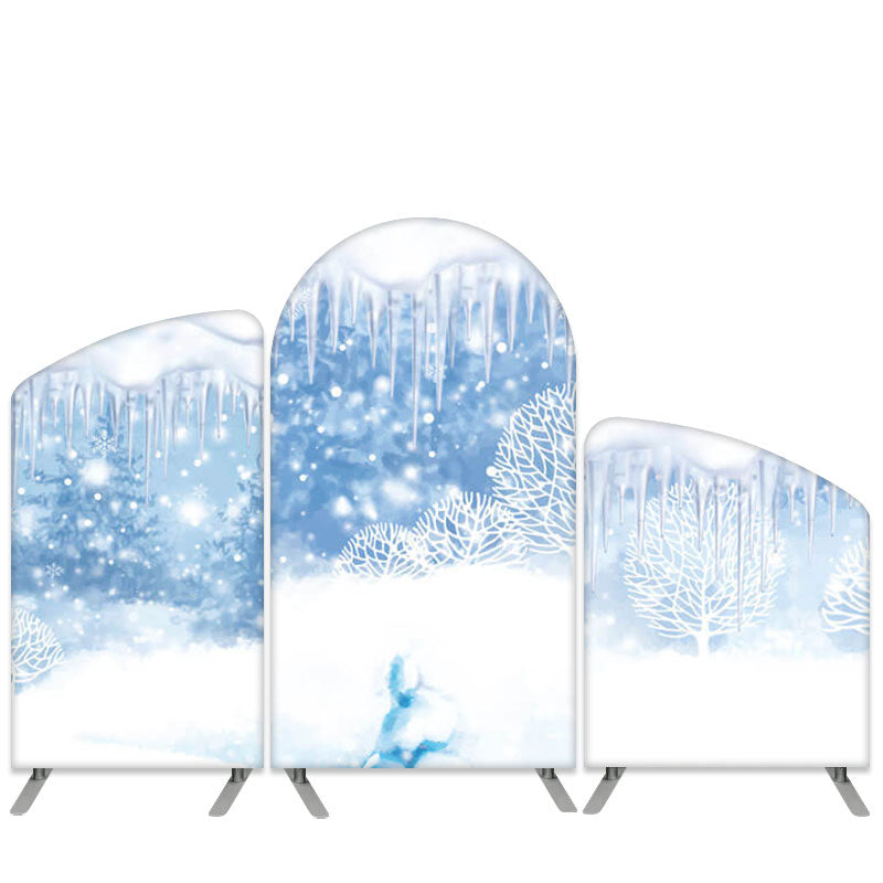 Lofaris Winter Snowflake Bokeh Theme Blue White Arch Backdrop Kit