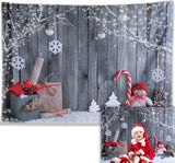 Load image into Gallery viewer, Lofaris Winter Snowflake Santa Gift Wood Backdrop