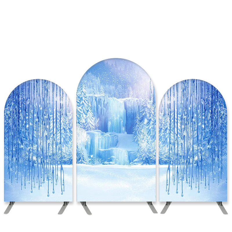Lofaris Winter Snowmountain Theme Dream Blue Arch Backdrop Kit