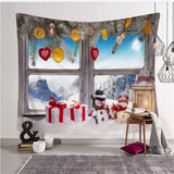 Load image into Gallery viewer, Lofaris Winter Sun And Snowman Christmas Landscape Wall Tapestry
