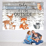 Load image into Gallery viewer, Lofaris Winter Trees and Little Animals Baby Shower Backdrop
