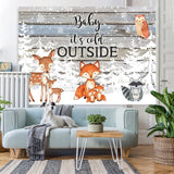 Load image into Gallery viewer, Lofaris Winter Trees and Little Animals Baby Shower Backdrop