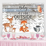 Load image into Gallery viewer, Lofaris Winter Trees and Little Animals Baby Shower Backdrop