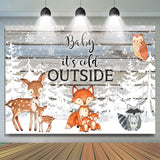 Load image into Gallery viewer, Lofaris Winter Trees and Little Animals Baby Shower Backdrop