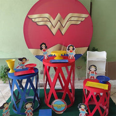 Lofaris Wonder Woman Themed Circle Happy Birthday Backdrop