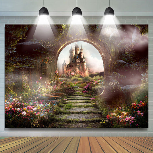 Lofaris Wonderland Castle Floral Forest Spring Backdrop