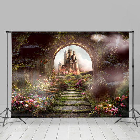 Lofaris Wonderland Castle Floral Forest Spring Backdrop
